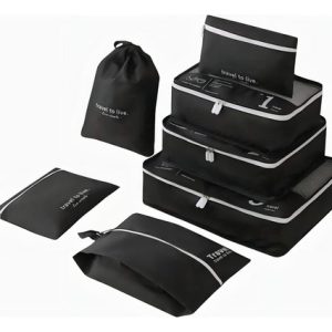 Kit De 7 Bolsas De Viaje, Práctico Organizador De Maletas, Color Negro