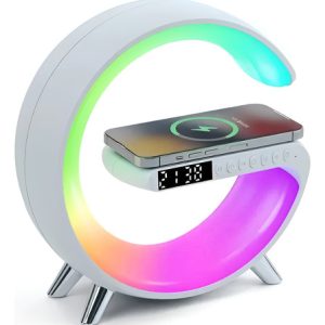 Lampara De Escritorio Inteligente Cargador Audio Despertador Blanco