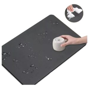 Tapete Loza Ultra Absorbente Secado Antideslizante Cocina Gris Liso