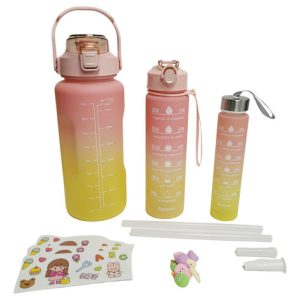Termo Motivacional 3 En 1 Sticker 2 Litros 900ml 300ml Color Rosado