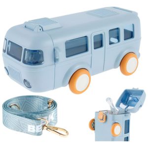 Vaso De Agua Con Pajita Para Coche Botella De Agua Autobús Celeste