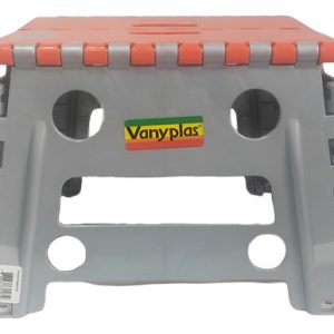 Butaquito Plegable Pequeño Plástico Antideslizante Vanyplas Color Naranja/gris