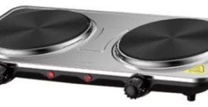 Estufa Eléctrica De 2 Puestos 2000w Plateado