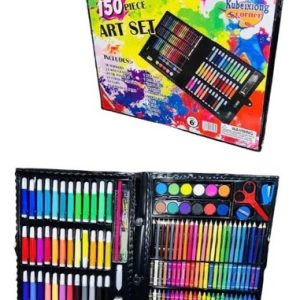 Kit De Arte Dibujo Portátil 150 Crayones Colores Set Escolar Negro