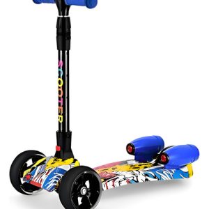 Patineta Scooter Con Humo Para Niños Luces Color Graffity Color Azul