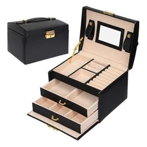 Joyero Organizador Joyas Estuche Caja Bisutería 3 Niveles  Negro