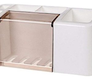 Porta Cepillo De Dientes Organizador De Baño Soporte Cepillo Blanco