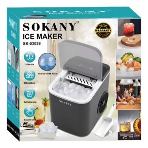 Máquina De Hielo Cubos Sokany Sk_03038 Negra 12kg/día Autolimpieza