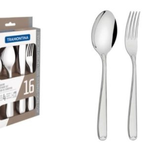 Juego De Cubiertos Tramontina 16 Piezas Acero Inoxidable Copacabana Plateado