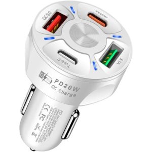 Cargador Rápido Para Carro Adaptador Portatil Blanco