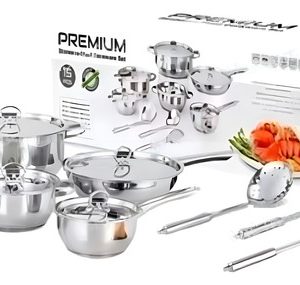 Juego Ollas Acero Inoxidable Renahouse Germany 15 Pcs Color Plateado