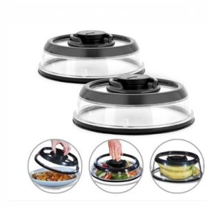 Tapa Selladora De Alimentos Recipiente Hermético Conservador Negro