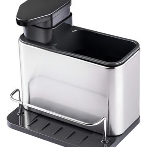 Dispensador De Jabón 200ml Acero Inoxidable Soporte Esponja Gris