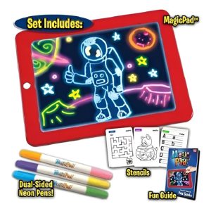 Tablet Dibujo Led Magicpad 3 Marcadores Rojo Para Niños