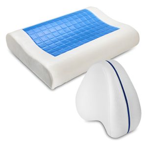 Combo De Almohada Ortopédica Gel Refrescante + Almohada Para Apoyo De Piernas Energy Plus, Descanso Ergonómico, Confortable Y Reparador.