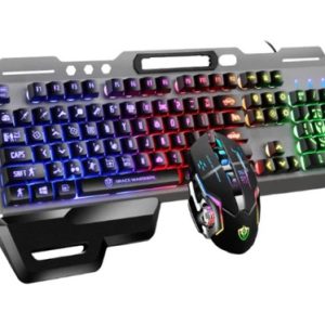 Combo Teclado Y Mouse Gamer Luz Rgb Diseño Curvo Ergonómico Negro Negro
