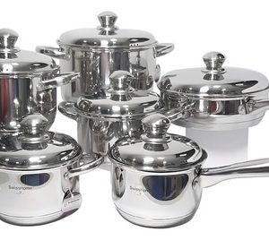 Juego Ollas 12 Piezas Acero Quirúrgico Swiss Home Inducción Plata