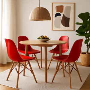 Kit De 4 Sillas Tipo Eames Comedor Hogar Color De La Estructura De La Silla Rojo