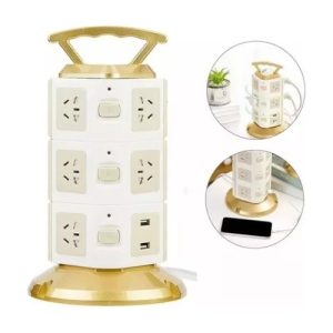 Torre Multitoma Corriente 3 Niveles 2 Usb X 12 Tomas 2500w Blanco