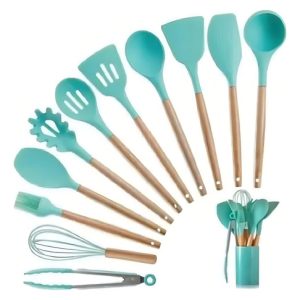 Set De 12 Utensilios Para La Cocina En Silicona Color Azul