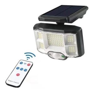 Lampara Solar Sensor De Movimiento Exterior Led 120° Control Negro