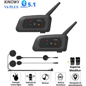 Comunicador De Casco V6 Plus, 2 Unidades/par, Bluetooth 5.1