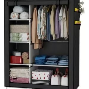 Clóset Moderno Negro Mundo Tenologico 2 Puertas Corredizas 4 Estantes