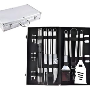 Set Parrilla Medellín Electrónica Setx18 18 Piezas Acero Inoxidable Mango Madera