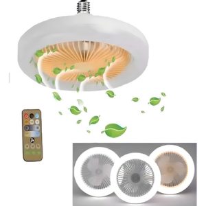 Ventilador De Torre Keluona E27 Ceiling Light Fan Turbo Estructura Color Blanco