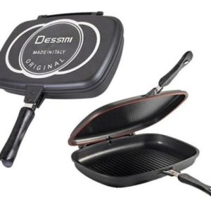 Sarten Doble Parrilla Antiadherente 40 Cm Negro