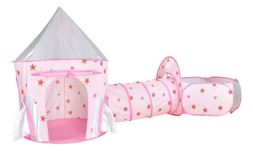 Carpa Infantil En Forma De Castillo Con Tunel Color Rosa