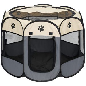 Casa Corral Perros Plegable Mascota Aire Libre Chico Gris