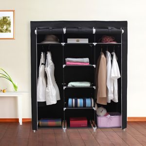 Closet Portátil Jesan, Negro, Variedad De Entrepaños En Tela