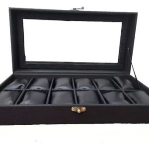 Porta Relojes 12 Puestos Estuche Organizador De Relojes Lujo Color Negro