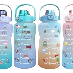 Termo Botella De Agua Motivacional Con Pitillo 2 Lts Sticker Multicolor