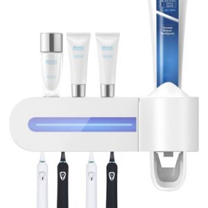 Soporte Cepillos De Dientes Con Dispensador Y Esterilizador Blanco