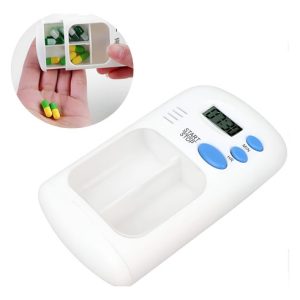 Pastillero Con Alarma Recordatorio Porta Patillas Portatil Blanco