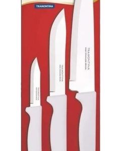 Juego De Cuchillos Tramontina X3 Acero Inox Cuchillos Cocina Blanco