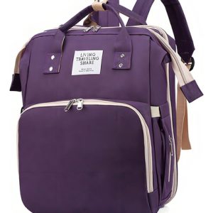 Mochila Panalera Cuna Impermeable Multifunción Bebe Viaje Color Violeta