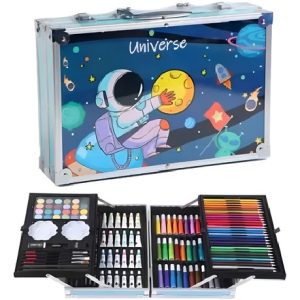 Kit/set De Arte Dibujo Maletin Metalico 145 Piezas Niños