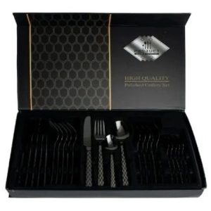Juego De Cubiertos Set 24 Piezas Acero Inoxidable Negro