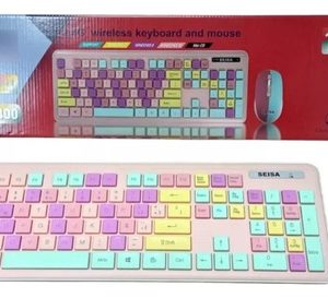 Kit De Teclado Y Mouse Wireless 2.4gz Inalambrico Moderno Agua Rosa Claro