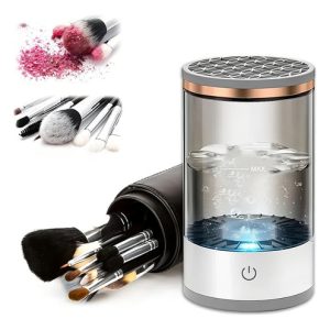 Secador Eléctrico Usb De Color Blanco Y Limpiador De Brochas De Maquillaje