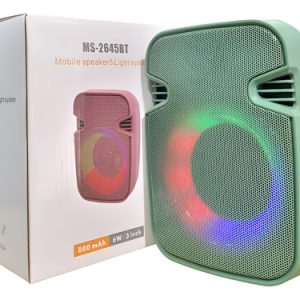 Parlante Portatil Inalambrico Luz Led Usb Bluetooth Radio Verde