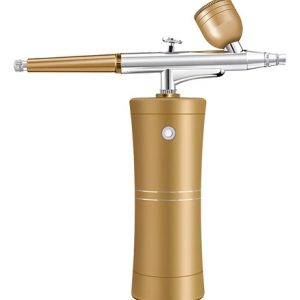 Aerógrafo Con Compresor Inalámbrico Recargable Por Usb Color Dorado