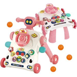 Andador 3 En 1 Para Bebés Con Mesa De Actividades Rosa Multicolor