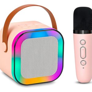 Parlante Karaoke Portátil Mini Con Micrófono Inalámbrico Bt Color Rosa