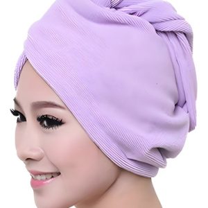 Gorro Turbante Toalla De Secado Rápido Cabello Microfibra Color Lila Lisa