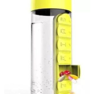 Botella De 600ml Con Organizador Pastillero Semanal Y Vaso