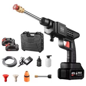 Hidrolavadora Eléctrica Portátil De Alta Presión Yn01 Color Negro Para Lavado De Autos Con Pistola, Batería De Litio Y Cargador Rápido Negro